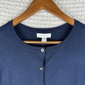 Charter Club Women's Navy Blue Cardigan Button Up Gold Button Sweater Size M NWT